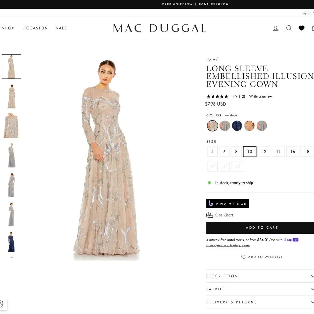 Mac Duggal nwt $798